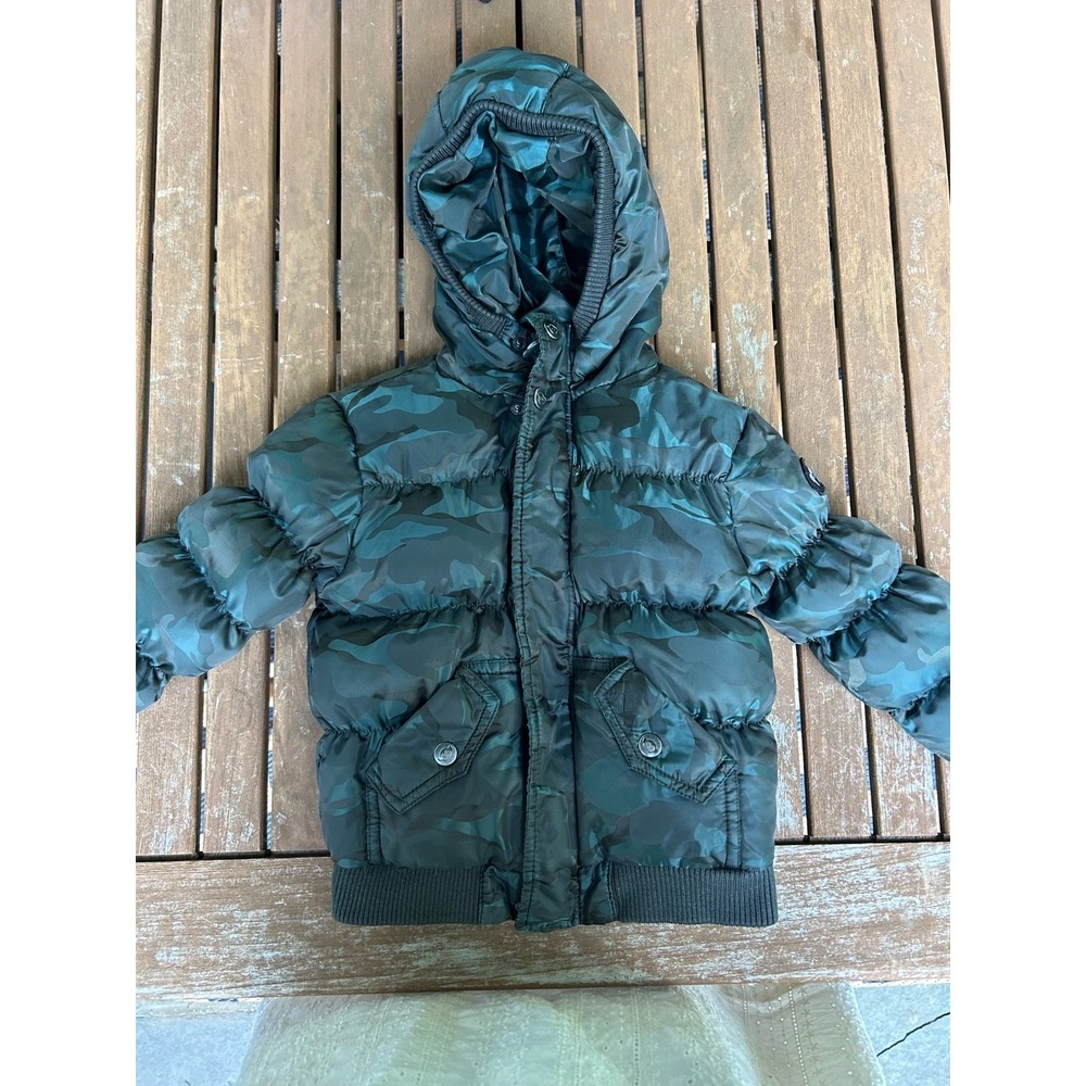 Appaman Boys Green Pixel Camouflaged Full Zip Long Sleeve Puffer Coat Size 4T